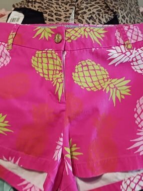 Macbeth Collection by Margaret Josephs Pink Pineapple Print Shorts